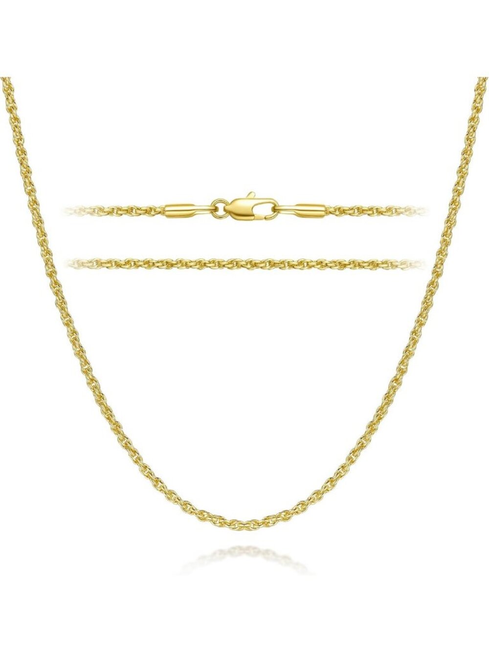 Elegant 14K Gold Rope Chain Necklace for Women - Dainty Gold Jewelry Gift